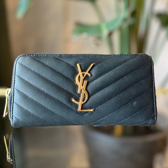 SAINT LAURENT Monogram Quilted Long Wallet - Picture 1 of 13